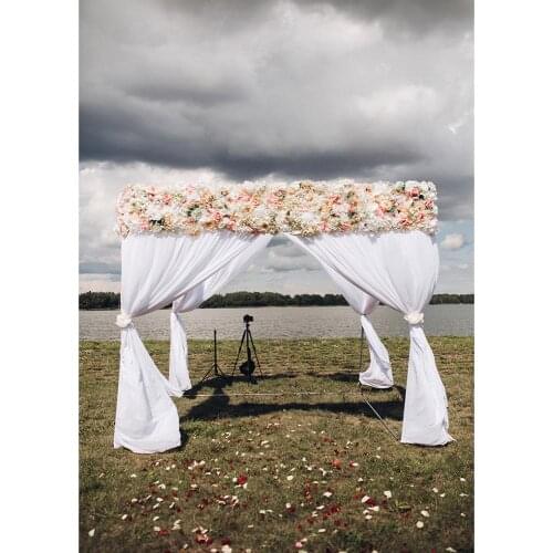 Photography Backgrounds Flowers Decorated Curtain Lake Vinyl Backdrops for Lovers Valentines Day Wedding Photocall Photo Studio