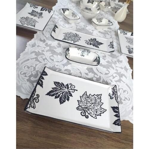 Kahvaltı Takımı 15 Parça 6 Kişilik Dikdörtgen Yaprak Dökümü Handmade