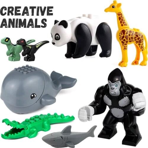 MOC Animal Accessories Building Blocks Cute Crocodile Panda Model Compatible Figures Classic Bricks Education Toys for Kids Gift