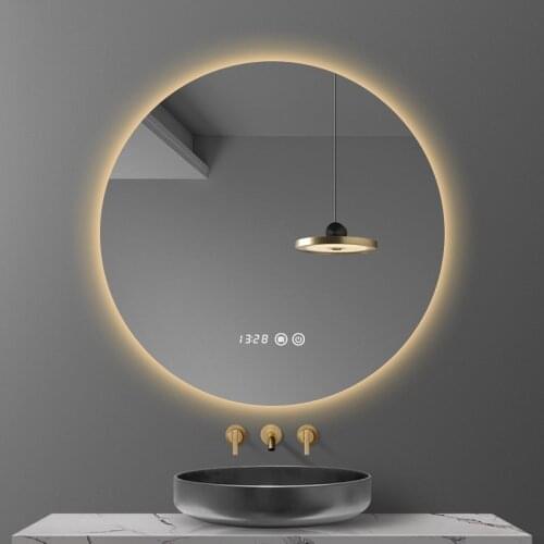 50/60/70/80CM Round Smart Makeup LED Bathroom Mirror 3 Color Adjustable BackLight With Decorative Mirrorg For Hotel Bedroom