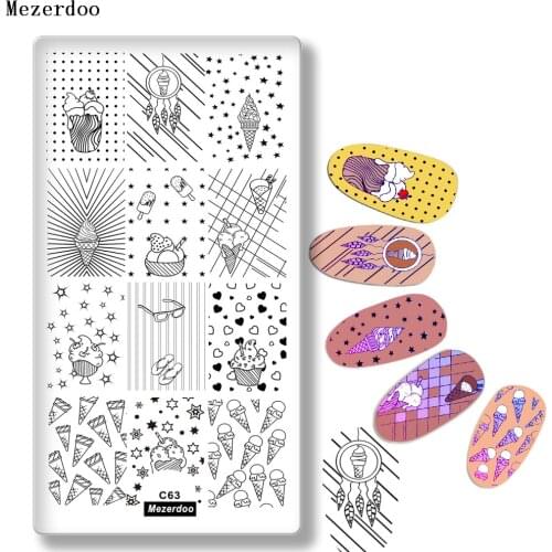 1 Pc Summer Beach Ice Cream Sunglass Flip Flop Stamping Template Rectangle Stamp Nail Art Image Plate Manicure Nail Art Tool C63