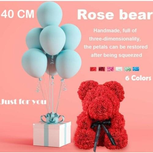 Hot Wholesale Dropshipping Wedding Present Romantic Valentines Day Plush Rose Teddy Bear Cute Christmas With Box
