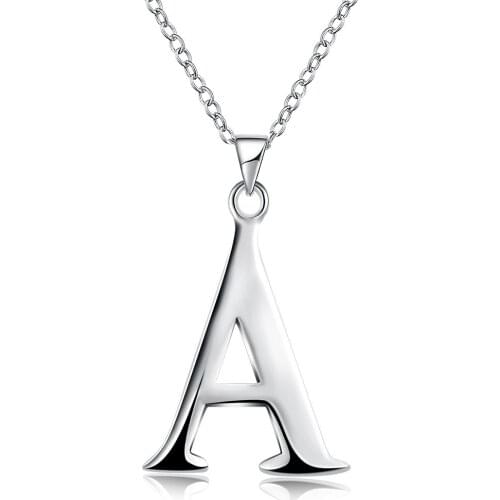 Hot Sales Silver Color Letter Pendant Necklace A Classic Fashion Woman Jewelry Birthday Gift N965