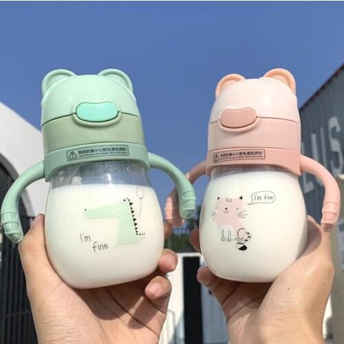Cute Feeding Baby Cup Sippy Cup Children Learn Feeding Kids Cup Drinking Bottle With Handle Childrens Training Cups