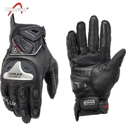 VEMAR Motorcycle Gloves Leather Motocross Off-Road Racing Gloves Motorcycle Riding Full Finger Gloves Luva Couro Motoqueiro