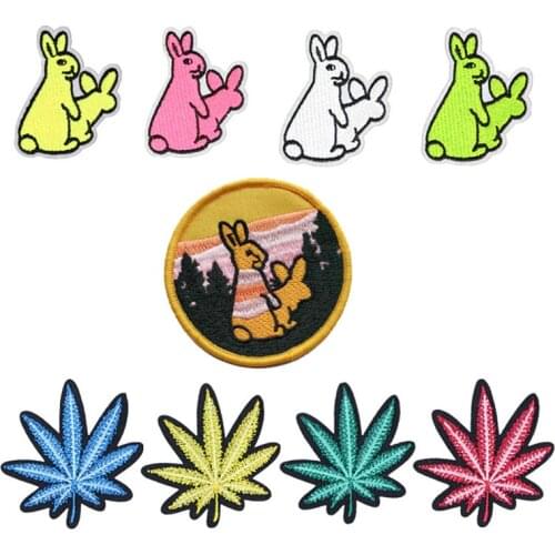 Clothing diy embroidery iron on patch deal with it sex rabbit badge biker patches for clothes cute stickers fabric