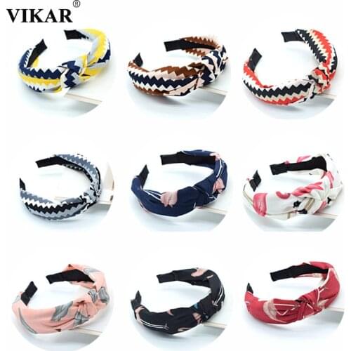 Elegant Knotted Hair Band Headbands For Women Simple Printing Dot Bezel Headwear Plaid Hair Hoop Fashion Hair Accessories VIKAR
