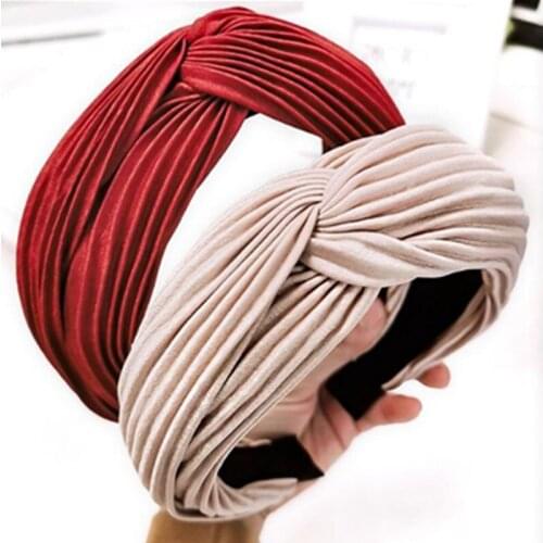 Solid Fabric Cross Headband Women High Quality Folding Hairband Adults Hair Accessories Wide Head Band Women Headwear Hoop