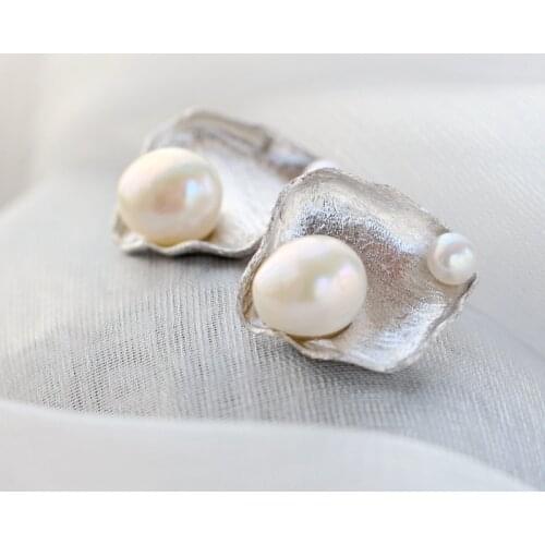 Handmade Creative Female Trendy Natural Baroque Freshwater Pearl Personality Irregular 925 Sterling Silver Earring Jewelry Gift