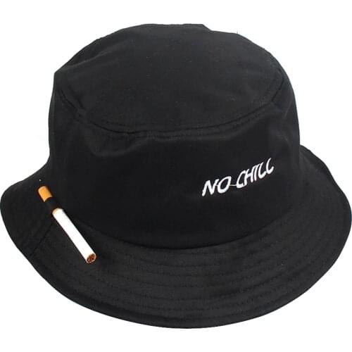 Cigarette Embroidery Bucket Hats For Men Women Bob Fashion Summer Panama Hip Hop Fishing Cap Adult Cotton Fisherman Hat NO CHILL
