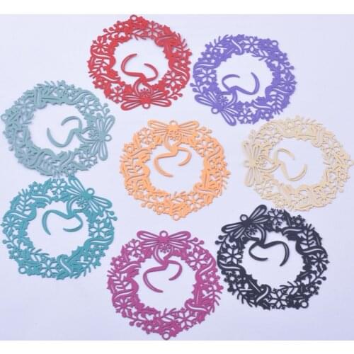 20pcs AB6712 49*48mm Brass Christmas wreath Charms Connnector Silver Color Pendant DIY Jewelry Earring Findings