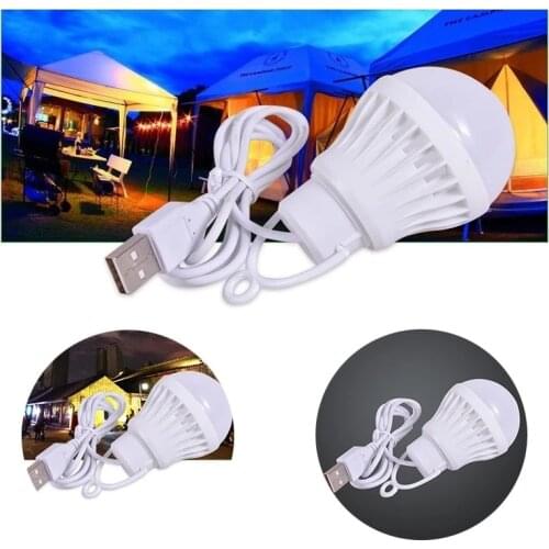 Portable USB Light Bulb 5W Power Supply Camping Multifunctional Tool for Outdoor Hiking Camping Fishing Tent Travel Lighting