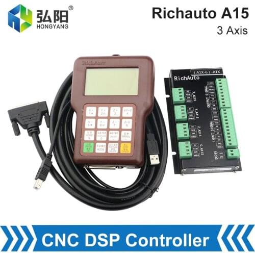 Richauto A15 Multi-Axis 3-Axis CNC DSP Controller Offline USB Motion Control System Manual, Used For CNC Router Cylinder Control