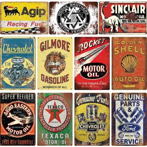 Plates Vintage Tin Signs Metal Poster Auto Motorcycle Gasoline Motor Oil Garage Shop Bar Man Cave Home Wall Decoration 20X30CM