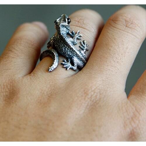 Vintage Adjustable Lizard Rings Cabrite Gecko Chameleon Anole Rings Women Men Jewelry