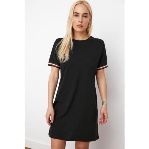 Black Ribbon Detail Knit Dress TWOSS19FV0107