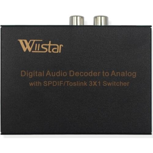 Wiistar Spdif Switch 3x1 Digital to Analog Audi Decoder Optical/Toslink to L/R RCA 3.5mm Stereo Audio with Optical Output Switch