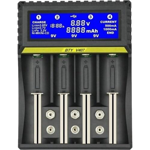 Battery Charger Li-ion Li-fe Ni-MH Ni-CD Smart Fast Charger for 18650 26650 6F22 9V AA AAA 16340 14500 Battery Charger