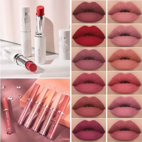2PCS Women Matte Lipstick Waterproof Long Lasting Non-stick Cup Lip Gloss Multi Colors Velvet Lipsticks Women Makeup Cosmetics