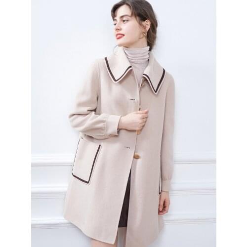 Womens Clothing 2021 Winter New Fashion Sheep Wool Big Lapel Double-sided Wool Overcoat