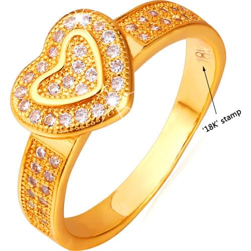 Collare Valentines Day Jewelry Engagement Rings For Women Gold/Silver Color Heart Cubic Zirconia Wedding Bands Promise Ring R106