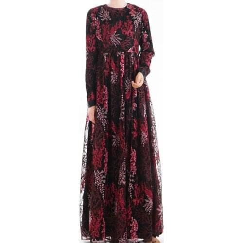 Women Plus Size 3D Embroidery Abaya Jilbab Muslim Maxi Dress Casual Kaftan Long Dress muslim clothes women