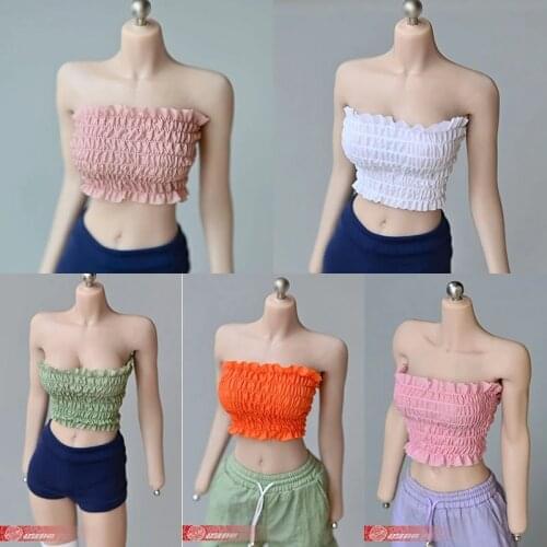 1/6 Female Pleated Tube Top Vest Soldier Clothes Accessories For 12'' Action Figure Body In Stock