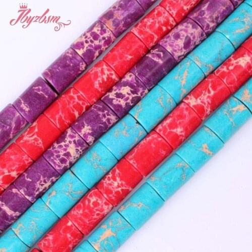 10x14mm Smooth Column Shape Beads Sea Sediment Stone Beads For DIY Necklace Bracelat Earring Jewelry Making 15" Free Shipping