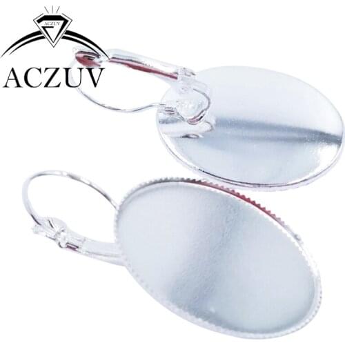 200PCS 10x14mm 13x18mm 18x25mm Silver Color Oval Teeth Bezel Leverback Earring Blanks Cabochon Base Setting OEBH002