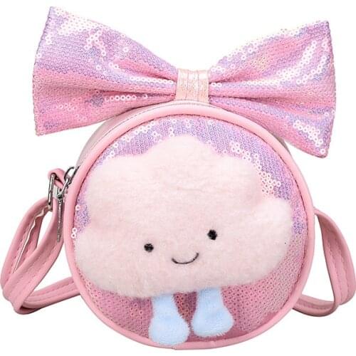 2021 Sequin Bow Childrens Bag Summer New Cartoon Cute Girl Cloud One Shoulder Messenger Bag SAC