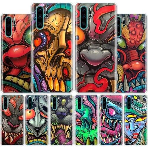 Japanese Horror Mask Evil Spirit Cover Phone Case For Huawei Honor 10 9 20 Lite 9X 8X 8S 8A 7X 7A Pro Y5 Y6 Y7 Y9 2019 Y9S 10i20