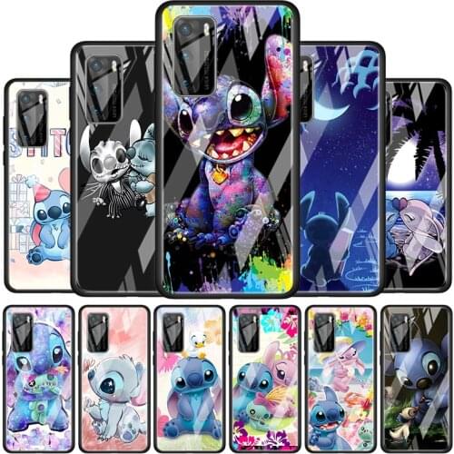 Lilo Stitch Cartoon Tempered Glass Cover For P40 P30 P20 P10 P Smart Z Pro Plus Lite 2019 2020 2021 Phone Case Coque