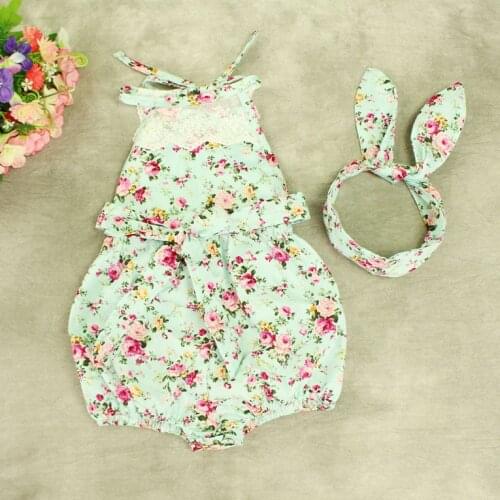 Vintage Cotton Floral Design Baby Girls Infant Romper New Retro Girls Lace Outfit