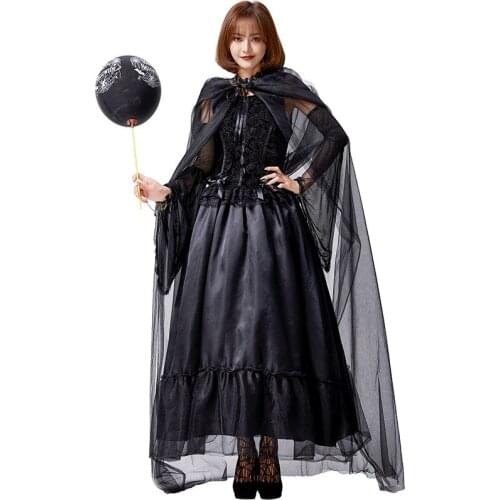 Halloween Party Vampire Party Tulle Long Cape Dress Dark Witch Castle Queens Court Dress Nightmare Before Christmas