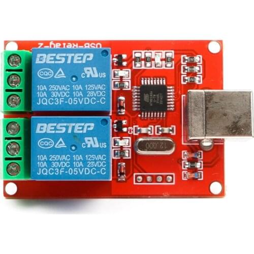 USB Relay Module 2 Channels DC 5V Computer Control Switch Driver PC Intelligent Controller Board for Smart Home PLC