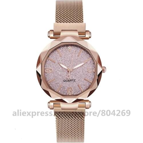 Elegant Lady Magnetic Band Wristwatch Fashion Women Glitter Powder Magnetic Band Watch Wholesale Lady Powder Women Dress Watch