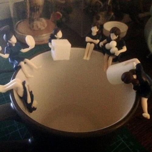 Pvc figure cartoon girl ornaments Original Cup Girl yuanzi coffee set pvc Figure Toys model 6pcs/set out of print