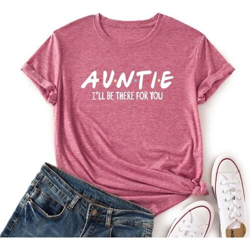 Auntie T Shirt Women Short Sleeve Aunt Vibes Tshirt Women Cute Cotton Aunt Gifts Graphic Tee Casual Top Shirt Femme
