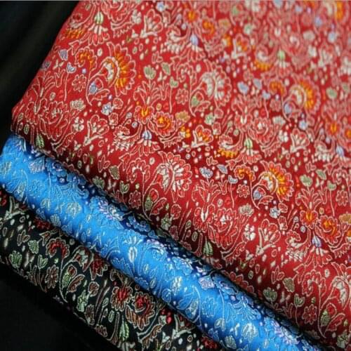 HLQON 75cm width yarn dyed brocade flower fabric for patchwork felt tissue telas cheongsam dress children cloth coat bed sheet