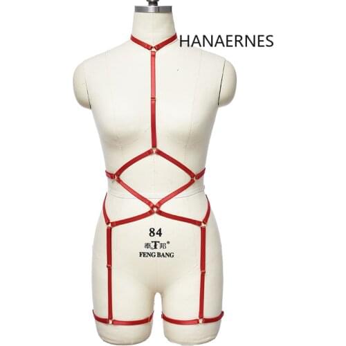 Sexy Red Lingerie Gothic Halter Body Harness Caged Bra Crop Top Strappy Female Gothic Punk Harness Bra Hollow Out Underwear Set