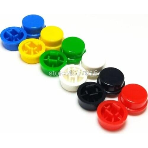 100PCS/LOT Round Tactile Button Caps For 12*12*7.3 mm Tact Switches 5 Colors Switch Cap