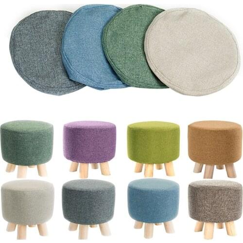 Linen Cotton Round Stool Covers Footstool Slipcover for living room Ottoman Cover Bar Home Hotel Office stool Decor