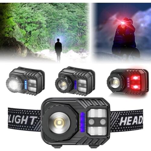 Mini COB LED Headlight Sensor FunctionHeadlamp Head Lamp Flashlight USB RechargeableTorch Night Running Headlights Light Hot