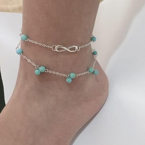 Fashion Women Chain Multilayer turquoise Ankle Bracelet Anklet Foot Beach Womens Jewelry boho jewelry Ankle Gift