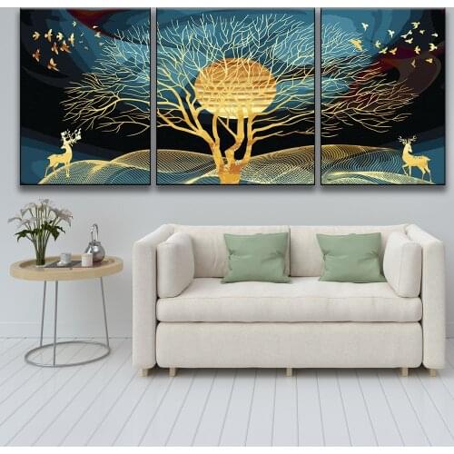 DIY Painting By Numbers Deer Animals Canvas By Numbers Handpainted Acrylic Drawing Set Oil Painting For Christmas Gift 3pcs