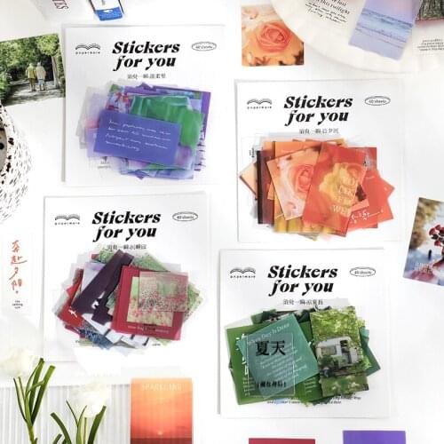 40 Sheets Vintage Stationery Stickers Sunset Release Paper Stickers Scrapbooking Accessories School Supplies Diary Photos Albums
