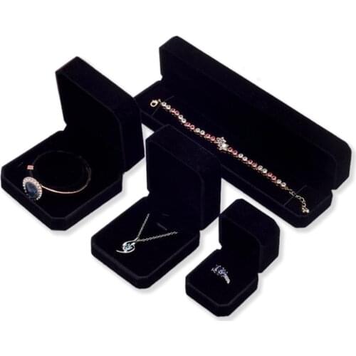New Black Velvet Jewelry Box Engagement Bangle Necklace Bracelet Box Jewelry Display Storage Case for Wedding Lovers Gift