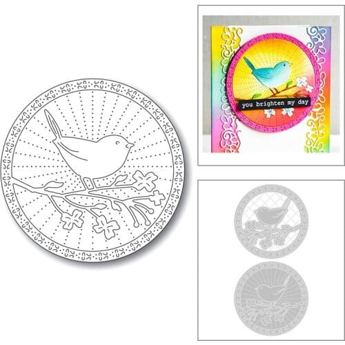 2020 New Round Shape Background Branch Bird Layered Metal Cutting Dies For DIY Scrapbooking Greeting Card Paper Making No Stamps