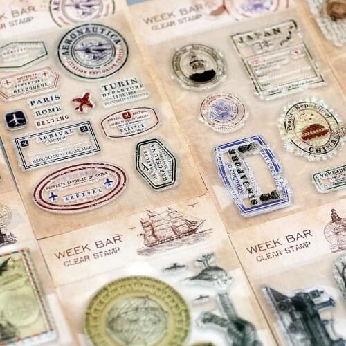 Retro Clear Stamps Label Rubber Stamp Scrapbooking Silicone Transparent Seal For DIY Paper Printing Card Photo Album Decoration