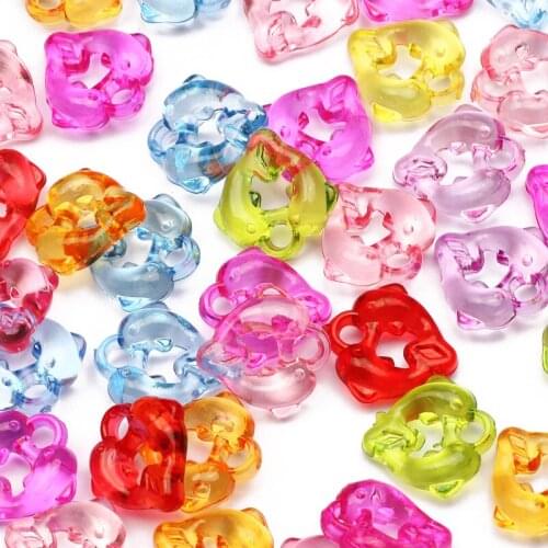 Multicolor 16x16mm Transparent Dolphin Heart Peadants Mixed Acrylic Spacer Beads For Jewelry Making Diy Charms Bracelet Supplies